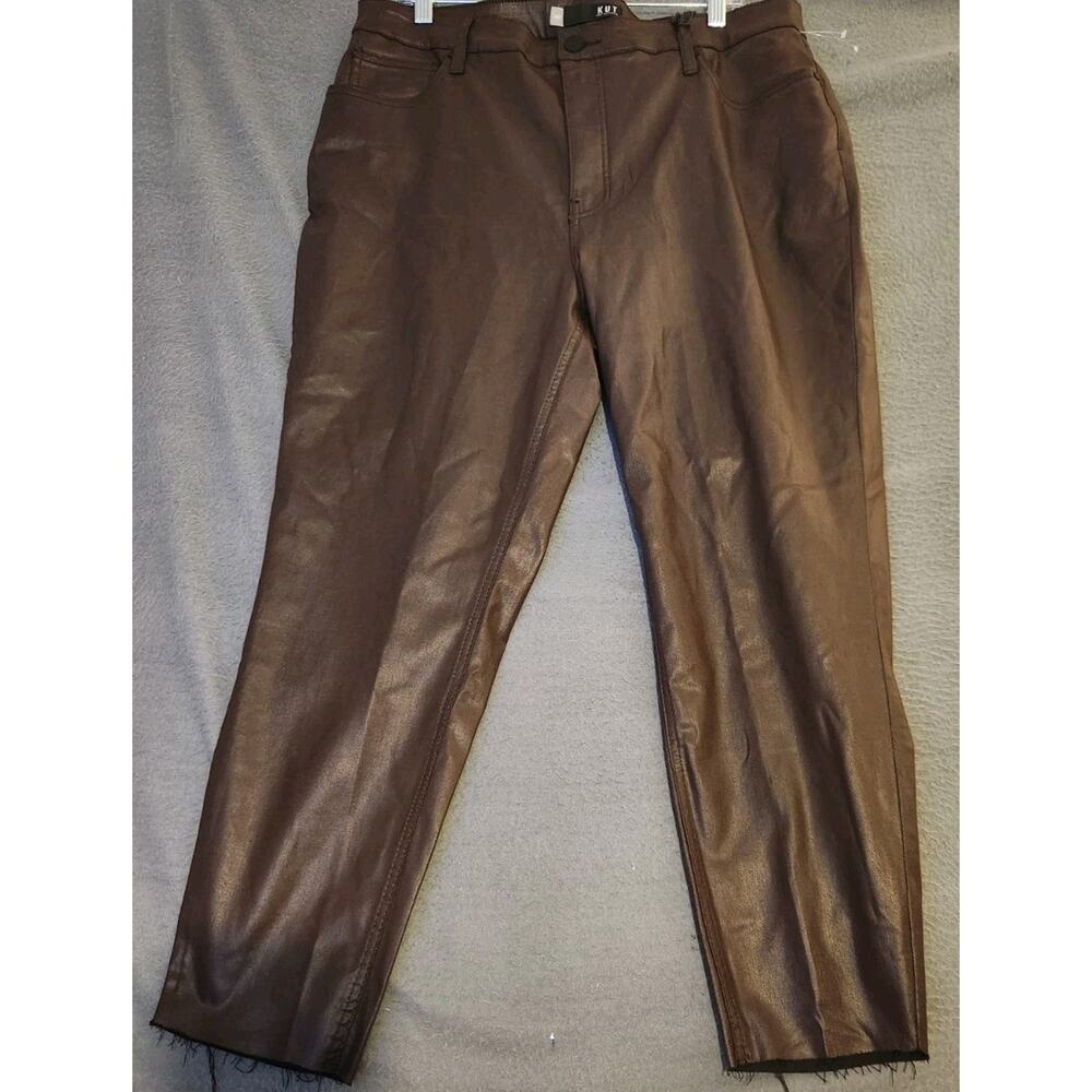 Kut from Kloth Rachel Fab Ab Mom Jean High‎ Rise Button Fly Faux Leather 14W NWT